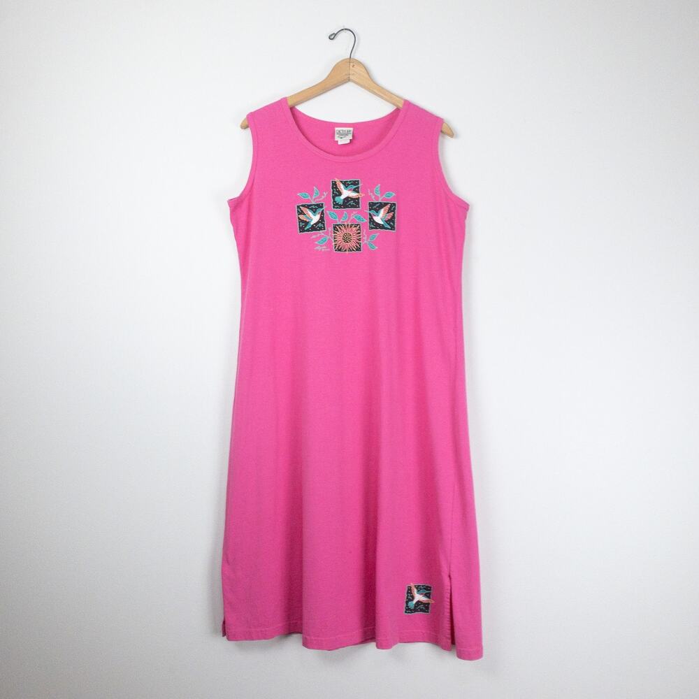 Cactus Bay Apparel by Lynée Vintage 2000 Cotton Hummingbird Graphic Dress L